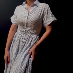 Velvet Heart Striped Collared Midi Dress